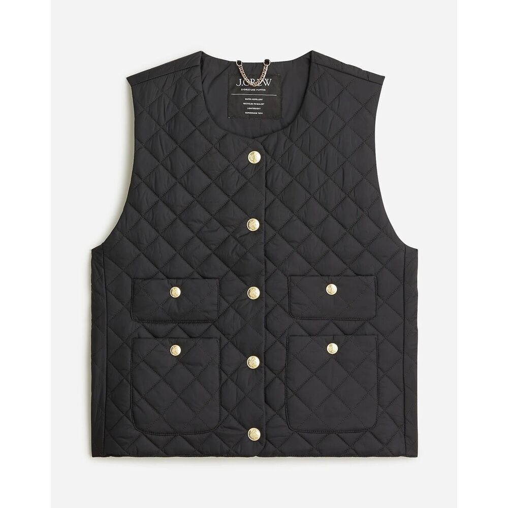 J. Crew Lightweight Quilted Lady Vest Size M in Black